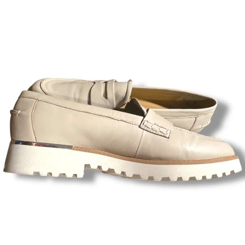 Franco Sarto Cedra Leather Loafers Penny Lug Sole & Stitching Detail Size 8M - Picture 3 of 10